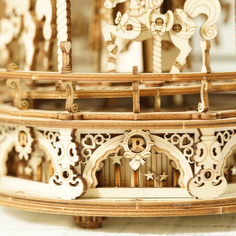 ROKR AMK62 Romantic Carousel Mechanical Music Box 3D Wooden Puzzle