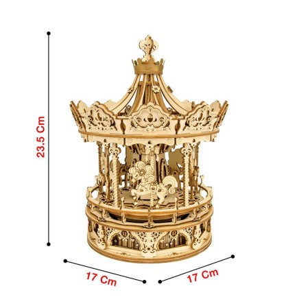 ROKR AMK62 Romantic Carousel Mechanical Music Box 3D Wooden Puzzle - Thumbnail