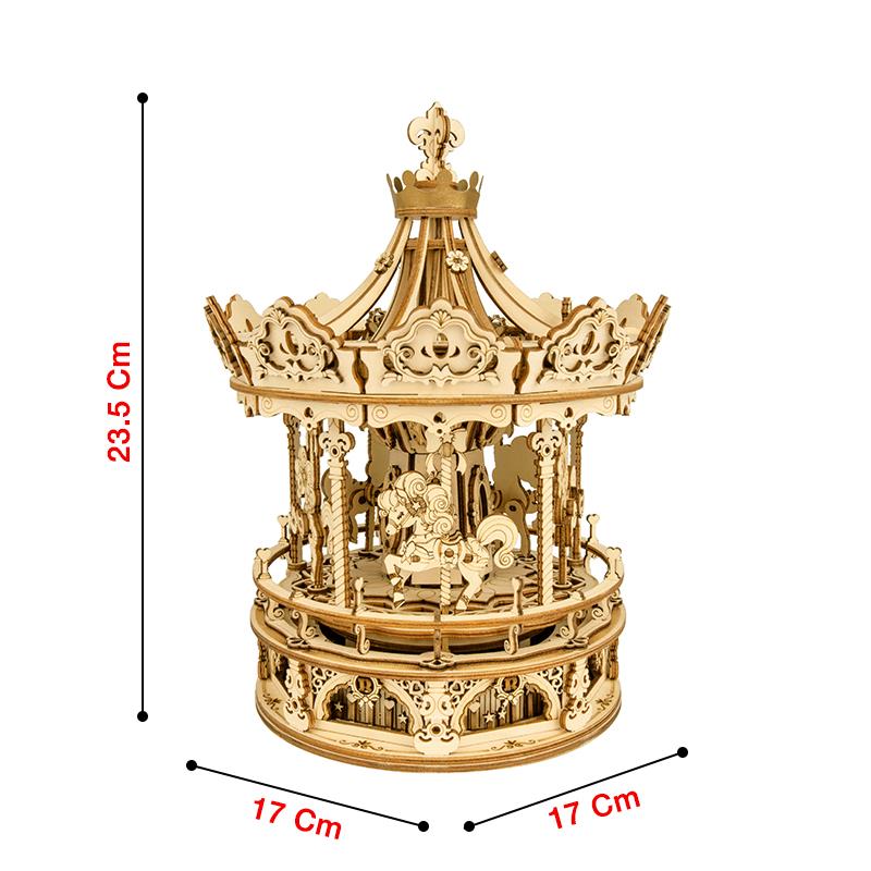 ROKR AMK62 Romantic Carousel Mechanical Music Box 3D Wooden Puzzle