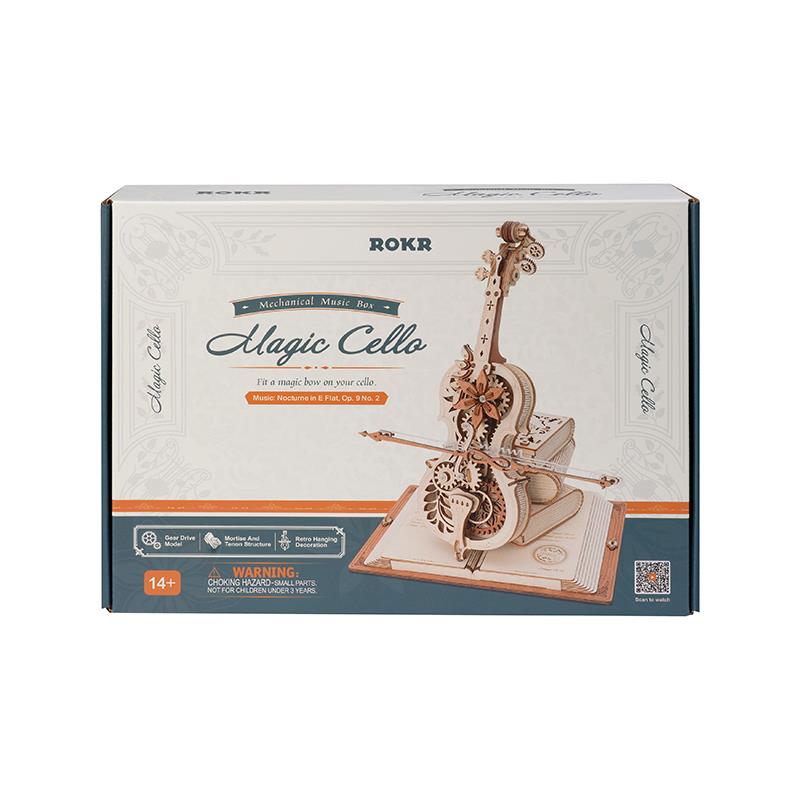 ROKR Çello Müzik Kutusu (Magic Cello) Music Box DIY Mechanical 3D Wooden Puzzle Maket Model Seti 3D Model Kit Detaylı Dekoratif Hobi Seti Ahşap Maket Hareketli