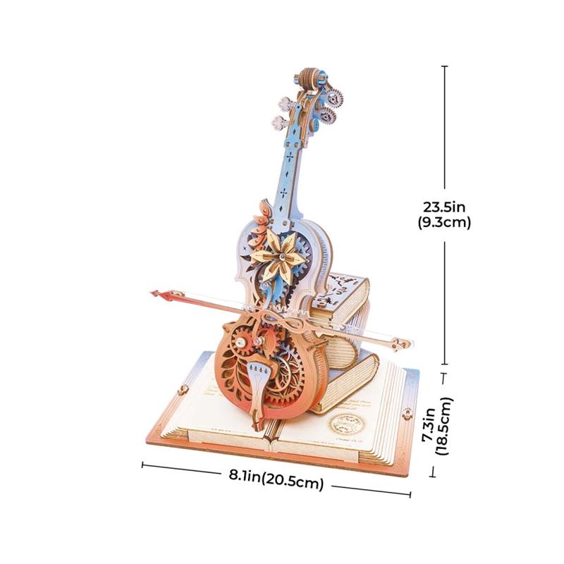 ROKR Çello Müzik Kutusu (Symphony of Gorgeous Dreams) Music Box DIY Mechanical 3D Wooden Puzzle Maket Model Seti 3D Model Kit Detaylı Dekoratif Hobi Seti Ahşap Maket Hareketli