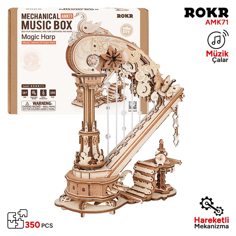 ROKR AMK71 Magic Harp 3D Wooden Puzzle