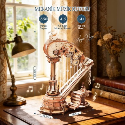 ROKR AMK71 Magic Harp 3D Wooden Puzzle - Thumbnail