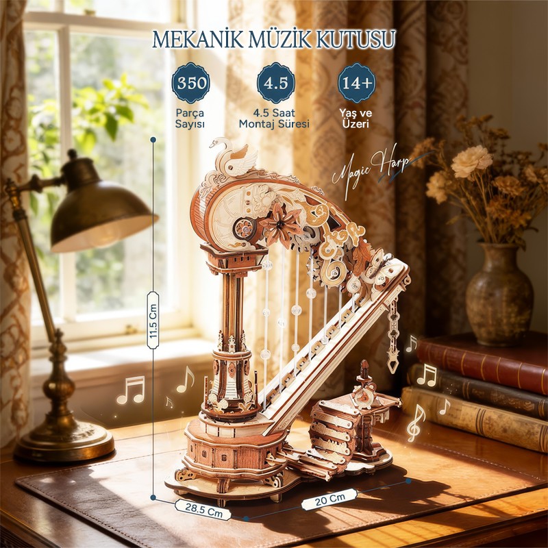 ROKR AMK71 Magic Harp 3D Wooden Puzzle