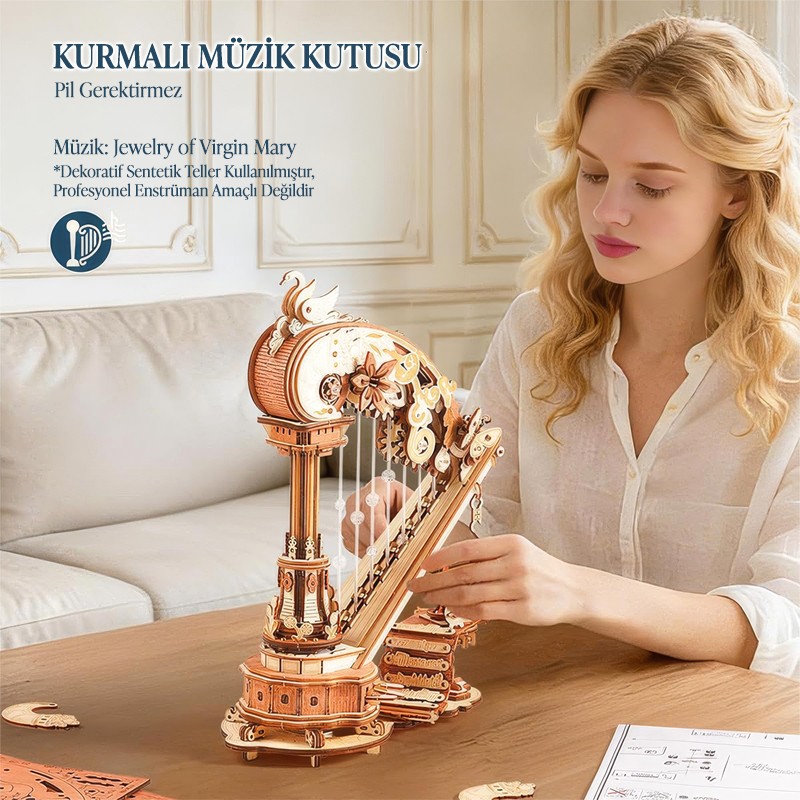 ROKR AMK71 Magic Harp 3D Wooden Puzzle