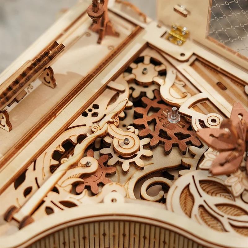 ROKR Piyano Müzik Kutusu (Magic Piano) Music Box DIY Mechanical 3D Wooden Puzzle Maket Model Seti 3D Model Kit Detaylı Dekoratif Hobi Seti Ahşap Maket Hareketli
