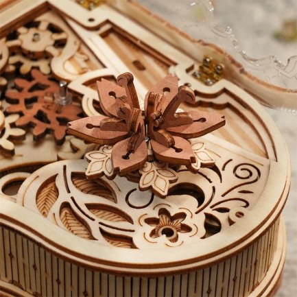 ROKR Piyano Müzik Kutusu (Magic Piano) Music Box DIY Mechanical 3D Wooden Puzzle Maket Model Seti 3D Model Kit Detaylı Dekoratif Hobi Seti Ahşap Maket Hareketli - Thumbnail