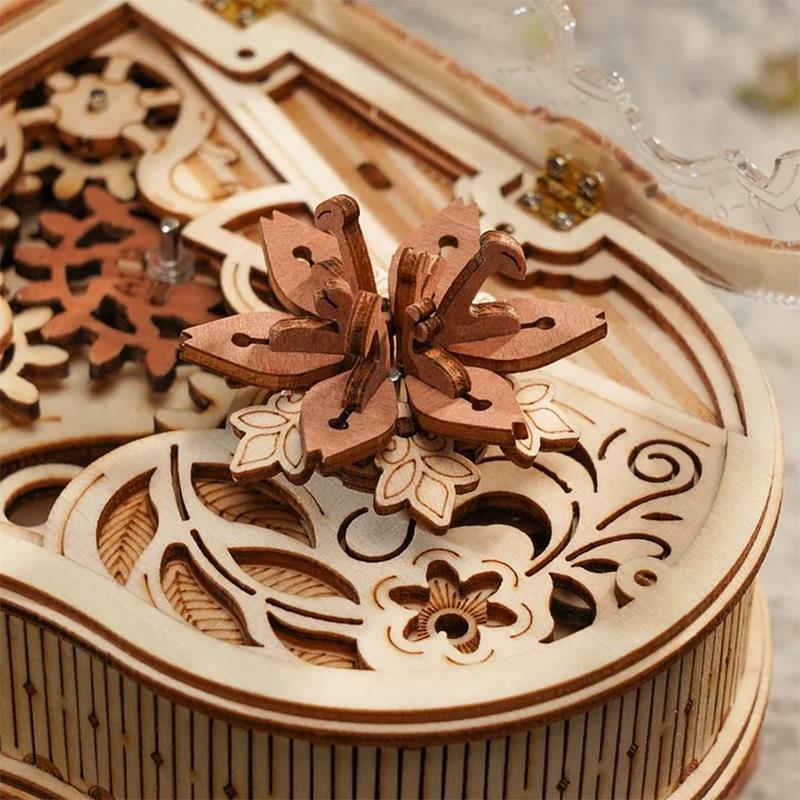 ROKR Piyano Müzik Kutusu (Magic Piano) Music Box DIY Mechanical 3D Wooden Puzzle Maket Model Seti 3D Model Kit Detaylı Dekoratif Hobi Seti Ahşap Maket Hareketli