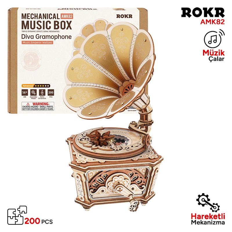 ROKR AMK82 Diva Gramophone 3D Wooden Puzzle