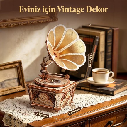 ROKR AMK82 Diva Gramophone 3D Wooden Puzzle - Thumbnail