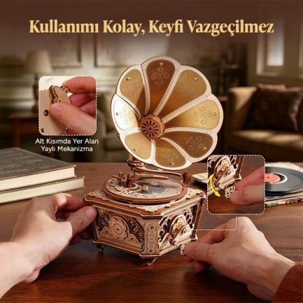 ROKR AMK82 Diva Gramophone 3D Wooden Puzzle - Thumbnail
