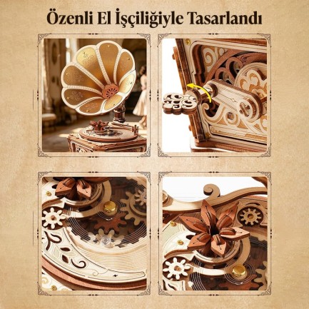 ROKR AMK82 Diva Gramophone 3D Wooden Puzzle - Thumbnail