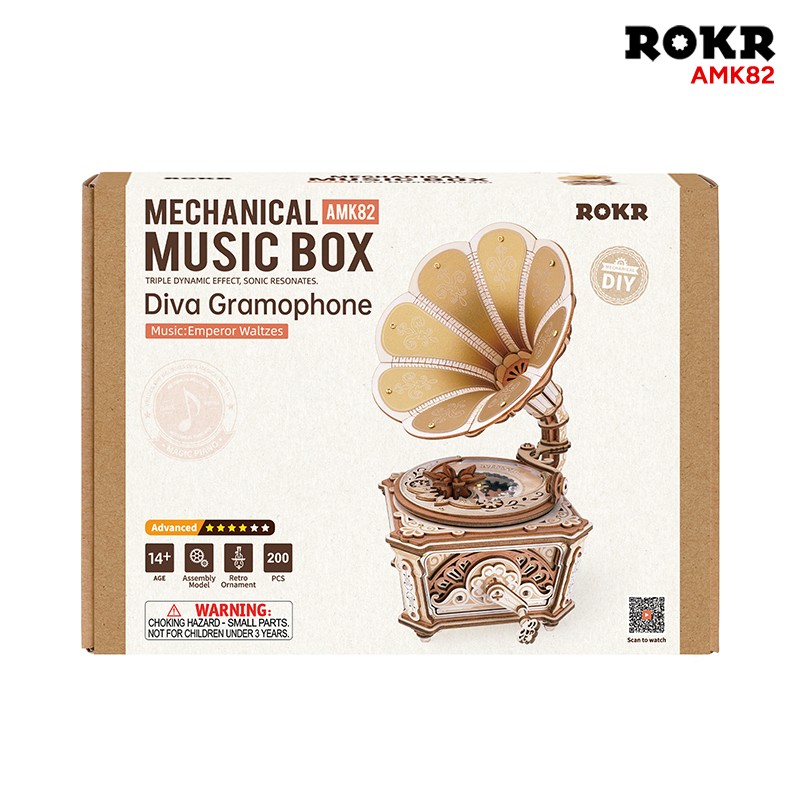 ROKR AMK82 Diva Gramophone 3D Wooden Puzzle