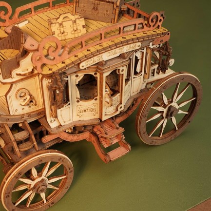 ROKR AMKA1 Müzik Kutusu (Stage Coach) Music Box DIY Mechanical 3D Wooden Puzzle Maket Model Seti 3D Model Kit Detaylı Dekoratif Hobi Seti Ahşap Maket Hareketli - Thumbnail