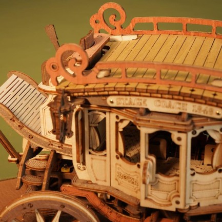 ROKR AMKA1 Müzik Kutusu (Stage Coach) Music Box DIY Mechanical 3D Wooden Puzzle Maket Model Seti 3D Model Kit Detaylı Dekoratif Hobi Seti Ahşap Maket Hareketli - Thumbnail