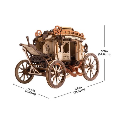 ROKR AMKA1 Müzik Kutusu (Stage Coach) Music Box DIY Mechanical 3D Wooden Puzzle Maket Model Seti 3D Model Kit Detaylı Dekoratif Hobi Seti Ahşap Maket Hareketli - Thumbnail