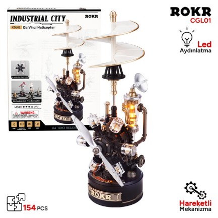 ROKR - ROKR CGL01 Leonardo Da Vinci Helicopter DIY Mechanical 3D Puzzle