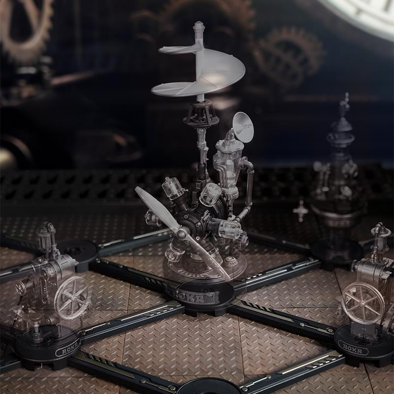 ROKR CGL01 Leonardo Da Vinci’s Helicopter DIY Mechanical 3D Puzzle Maket Model Seti 3D Model Kit Detaylı Dekoratif Hobi Seti Hareketli ve Işıklı