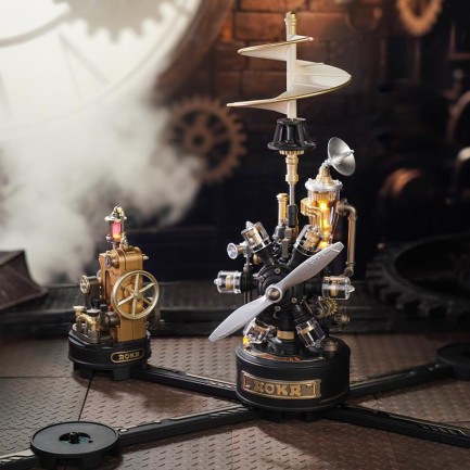 ROKR CGL01 Leonardo Da Vinci’s Helicopter DIY Mechanical 3D Puzzle Maket Model Seti 3D Model Kit Detaylı Dekoratif Hobi Seti Hareketli ve Işıklı - Thumbnail