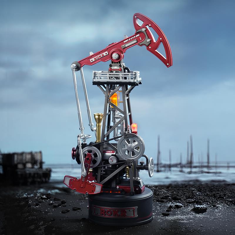 ROKR CGL03 Oil Extractor DIY Mechanical 3D Puzzle Maket Model Seti 3D Model Kit Detaylı Dekoratif Hobi Seti Hareketli ve Işıklı