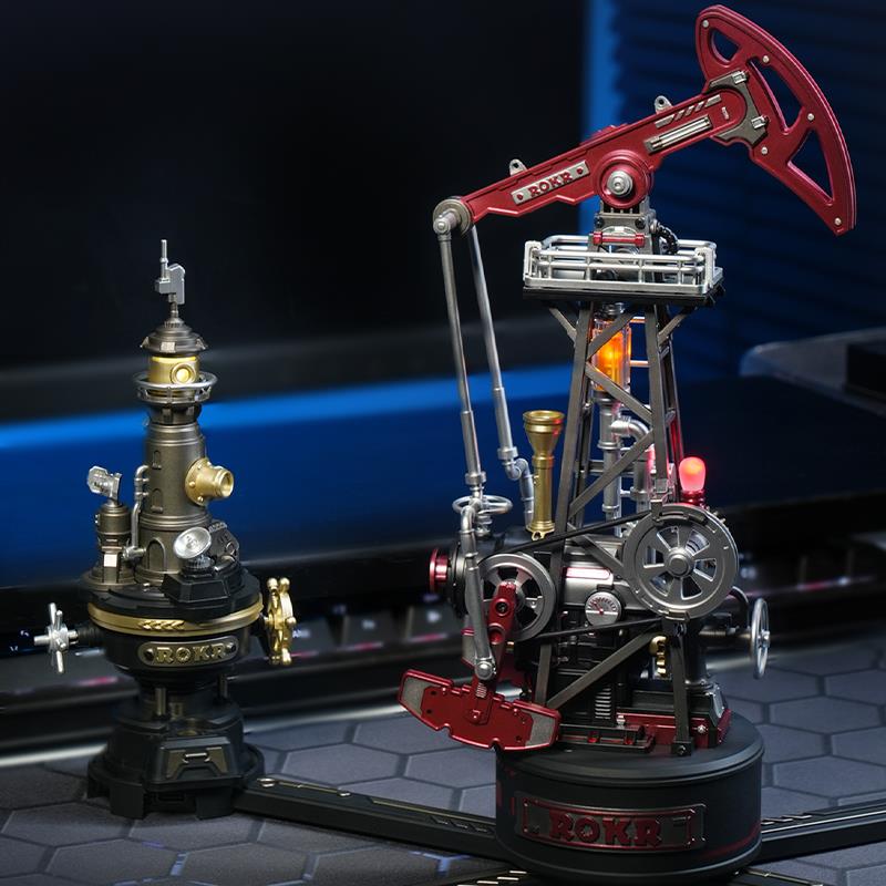 ROKR CGL03 Oil Extractor DIY Mechanical 3D Puzzle Maket Model Seti 3D Model Kit Detaylı Dekoratif Hobi Seti Hareketli ve Işıklı