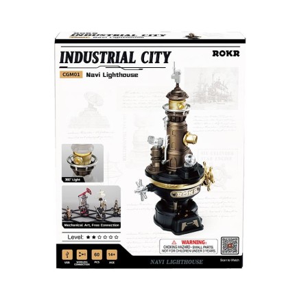 ROKR CGM01 Navi Lighthouse DIY Mechanical 3D Puzzle Maket Model Seti 3D Model Kit Detaylı Dekoratif Hobi Seti Hareketli ve Işıklı - Thumbnail