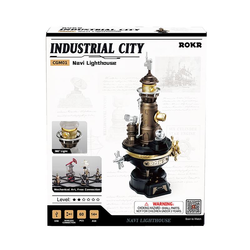 ROKR CGM01 Navi Lighthouse DIY Mechanical 3D Puzzle Maket Model Seti 3D Model Kit Detaylı Dekoratif Hobi Seti Hareketli ve Işıklı