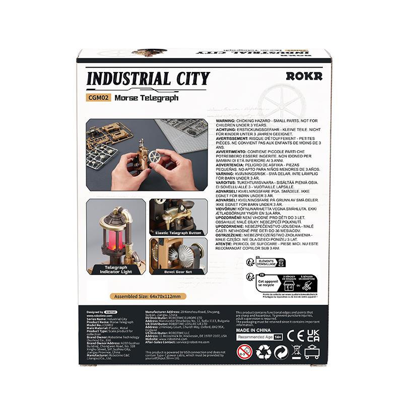 ROKR CGM02 Morse Telegraph DIY Mechanical 3D Puzzle Maket Model Seti 3D Model Kit Detaylı Dekoratif Hobi Seti Hareketli ve Işıklı