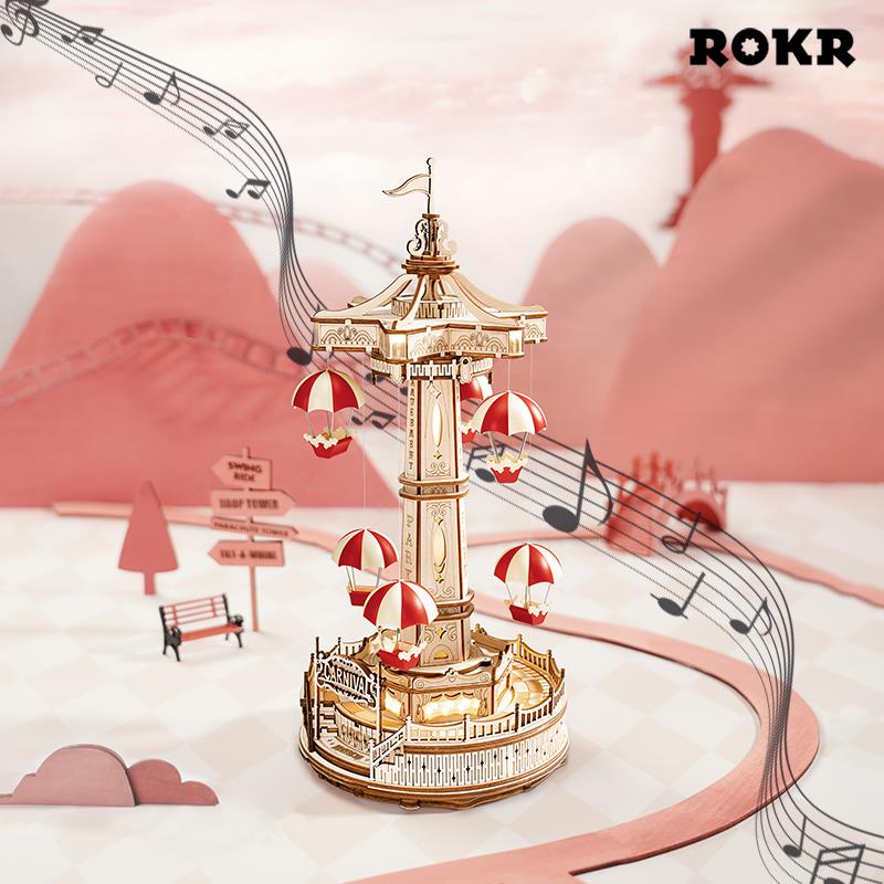 ROKR EA01 Parachute Music Box 3D Wooden Puzzle