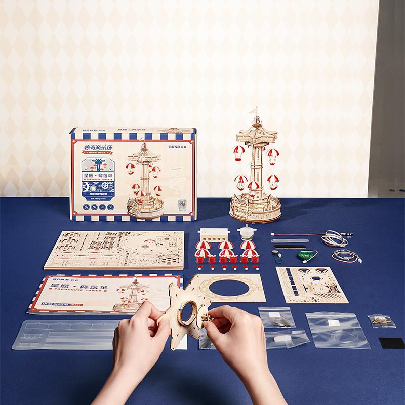 ROKR EA01 Parachute Music Box 3D Wooden Puzzle