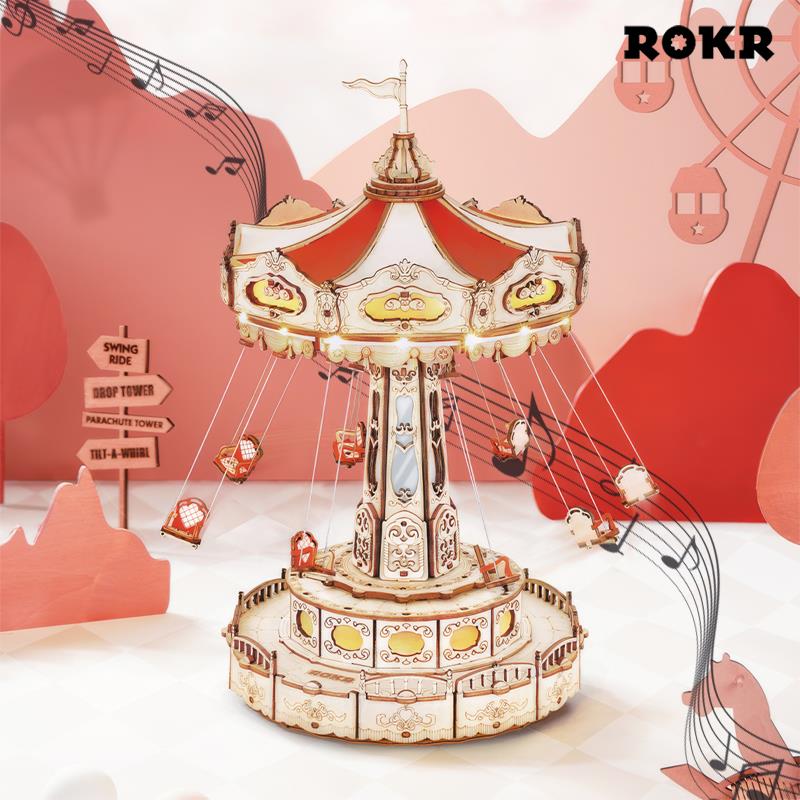 ROKR EA02 Swing Ride Music Box 3D Wooden Puzzle