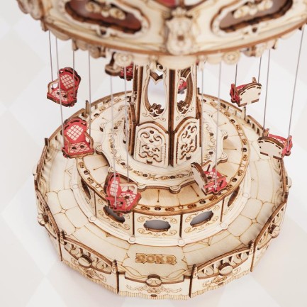 ROKR EA02 Dönme Dolap Müzik Kutusu (Swing Ride) Music Box DIY 3D Wooden Puzzle Maket Model Seti 3D Model Kit Detaylı Dekoratif Hobi Seti Ahşap Maket Hareketli ve Işıklı - Thumbnail