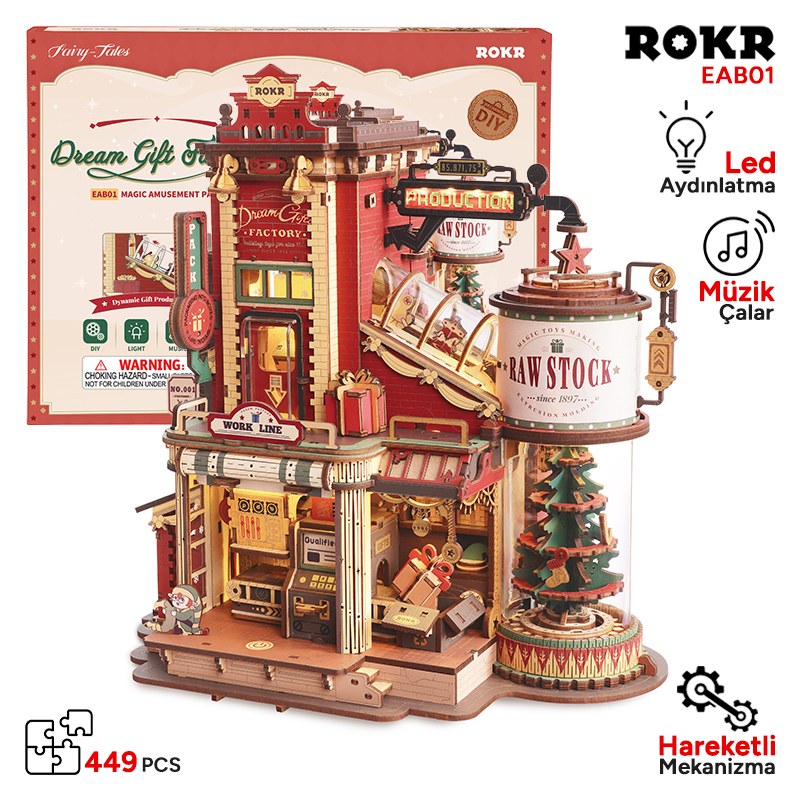 ROKR EAB01 Dream Gift Factory Music Box 3D Wooden Puzzle
