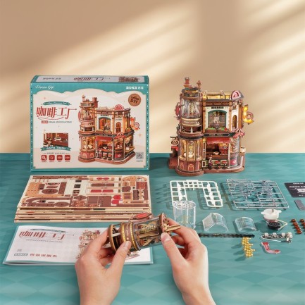 ROKR EAB02 Dream Coffee Factory 3D Wooden Puzzle - Thumbnail