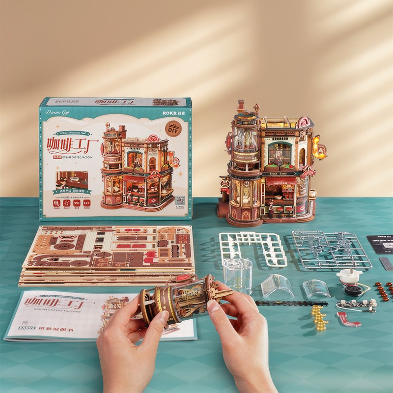 ROKR EAB02 Dream Coffee Factory 3D Wooden Puzzle
