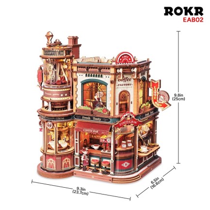 ROKR EAB02 Dream Coffee Factory 3D Wooden Puzzle - Thumbnail