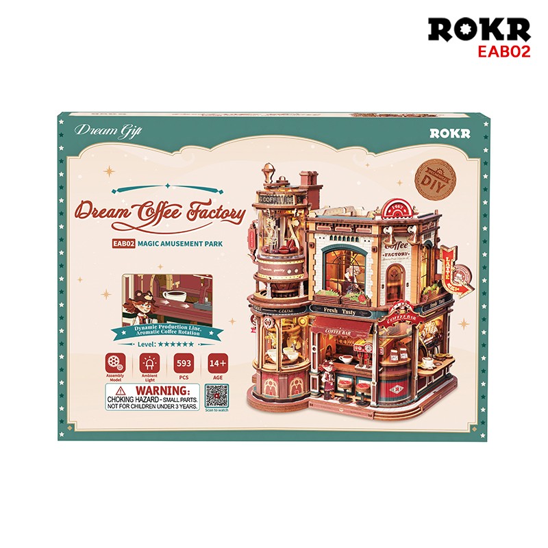 ROKR EAB02 Dream Coffee Factory 3D Wooden Puzzle
