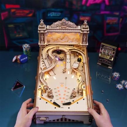 ROKR EG01 Pinpon Makinesi (3D Pinball Machine) DIY Minyatür Maket Model Seti Ahşap 3D Wooden Puzzle 3D Model Kit Detaylı Dekoratif Hobi Seti Ahşap Maket - Thumbnail