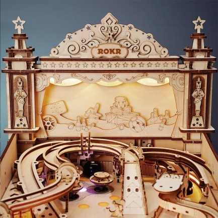 ROKR EG01 Pinpon Makinesi (3D Pinball Machine) DIY Minyatür Maket Model Seti Ahşap 3D Wooden Puzzle 3D Model Kit Detaylı Dekoratif Hobi Seti Ahşap Maket - Thumbnail