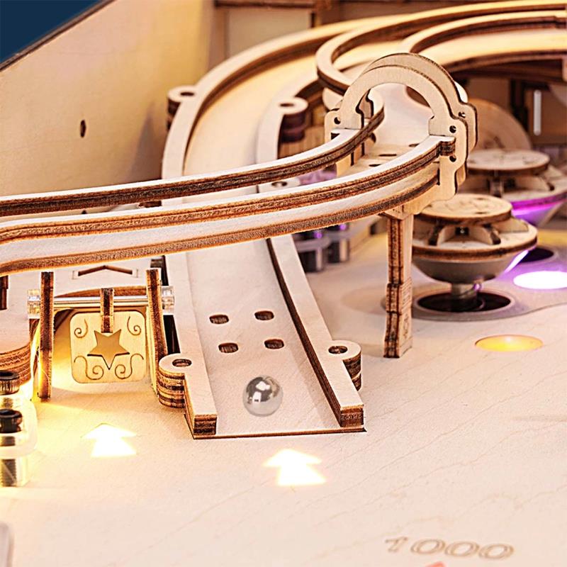 ROKR EG01 Pinpon Makinesi (3D Pinball Machine) DIY Minyatür Maket Model Seti Ahşap 3D Wooden Puzzle 3D Model Kit Detaylı Dekoratif Hobi Seti Ahşap Maket