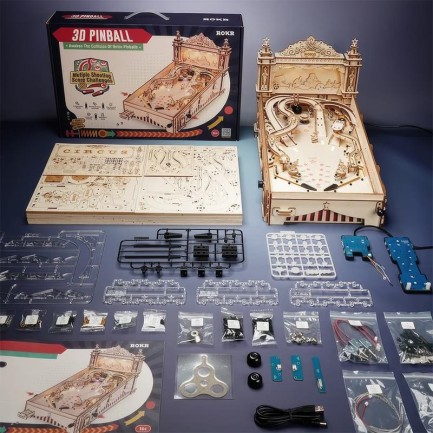 ROKR EG01 Pinpon Makinesi (3D Pinball Machine) DIY Minyatür Maket Model Seti Ahşap 3D Wooden Puzzle 3D Model Kit Detaylı Dekoratif Hobi Seti Ahşap Maket - Thumbnail