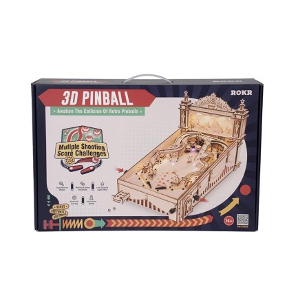 ROKR EG01 Pinpon Makinesi (3D Pinball Machine) DIY Minyatür Maket Model Seti Ahşap 3D Wooden Puzzle 3D Model Kit Detaylı Dekoratif Hobi Seti Ahşap Maket - Thumbnail