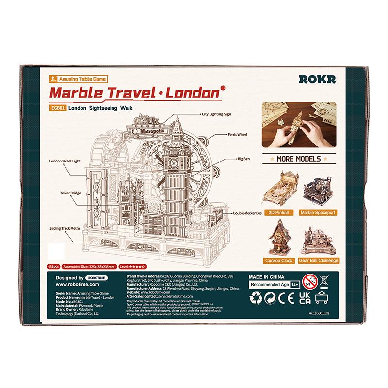 ROKR EGB01 Marble Travel London DIY 3D Wooden Puzzle