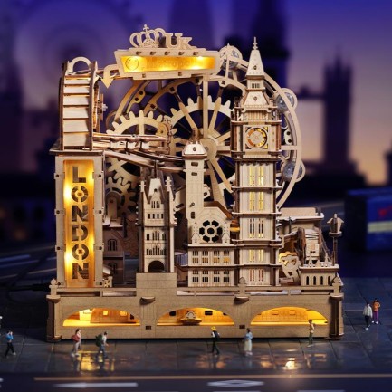 ROKR EGB01 Marble Travel London Marble Run DIY Minyatür Maket Model Seti Ahşap 3D Wooden Puzzle 3D Model Kit Detaylı Dekoratif Hobi Seti Ahşap Maket - Thumbnail