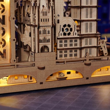 ROKR EGB01 Marble Travel London Marble Run DIY Minyatür Maket Model Seti Ahşap 3D Wooden Puzzle 3D Model Kit Detaylı Dekoratif Hobi Seti Ahşap Maket - Thumbnail