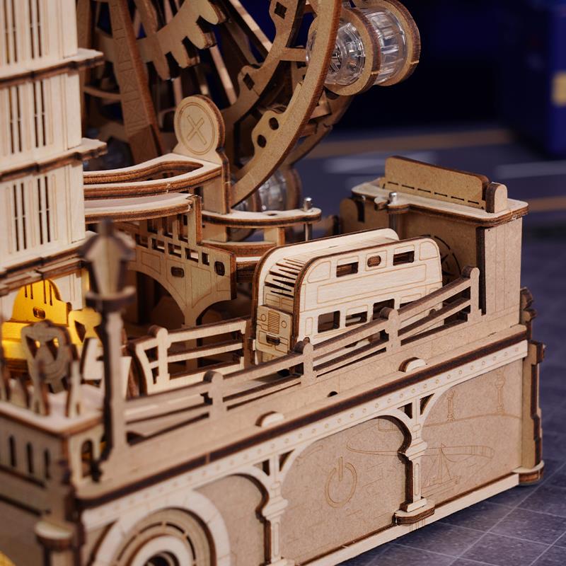 ROKR EGB01 Marble Travel London Marble Run DIY Minyatür Maket Model Seti Ahşap 3D Wooden Puzzle 3D Model Kit Detaylı Dekoratif Hobi Seti Ahşap Maket