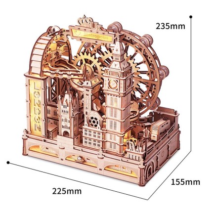 ROKR EGB01 Marble Travel London Marble Run DIY Minyatür Maket Model Seti Ahşap 3D Wooden Puzzle 3D Model Kit Detaylı Dekoratif Hobi Seti Ahşap Maket - Thumbnail