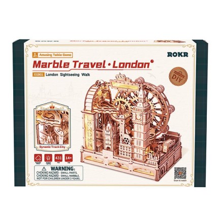 ROKR EGB01 Marble Travel London Marble Run DIY Minyatür Maket Model Seti Ahşap 3D Wooden Puzzle 3D Model Kit Detaylı Dekoratif Hobi Seti Ahşap Maket - Thumbnail