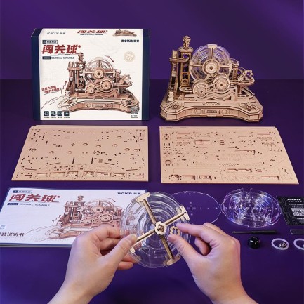 ROKR EGC01 Gear Ball Challenge DIY Minyatür Maket Model Seti Ahşap 3D Wooden Puzzle 3D Model Kit Detaylı Dekoratif Hobi Seti Ahşap Maket - Thumbnail