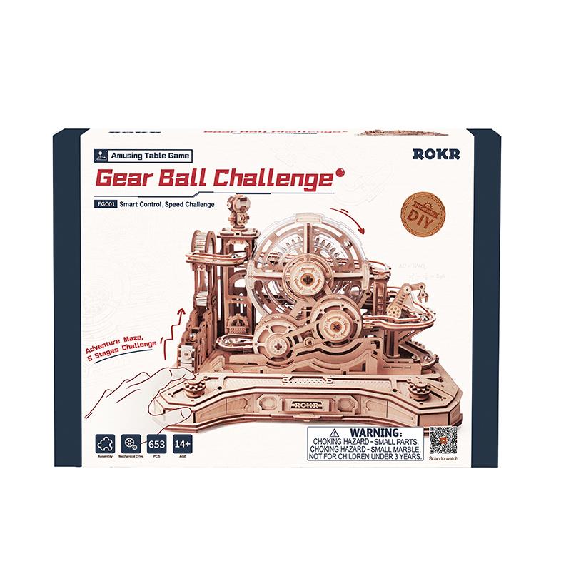 ROKR EGC01 Gear Ball Challenge DIY Minyatür Maket Model Seti Ahşap 3D Wooden Puzzle 3D Model Kit Detaylı Dekoratif Hobi Seti Ahşap Maket